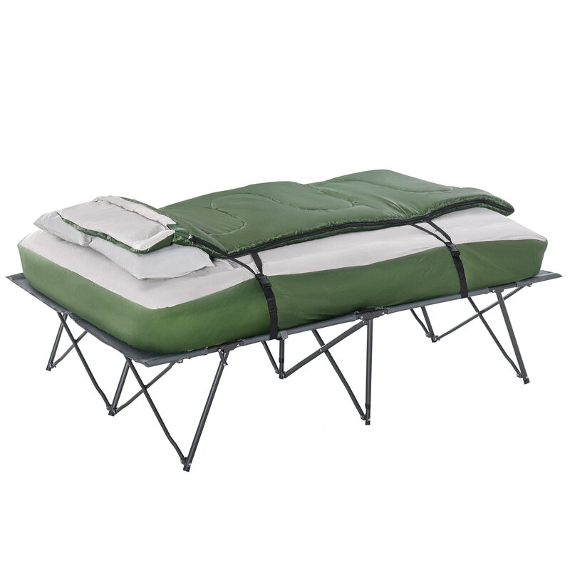 Outsunny Compact Collapsible Portable Camping Cot Bed Set With Sleeping